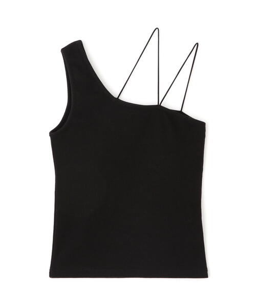 FREE'S MART（フリーズマート）の「◆ワンショルダーカップ付きテレコタンク(カップ取り外し可)（タンクトップ・レディース・ブラック/ブルー/ホワイト・FREE）」の4枚目の写真