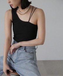 FREE'S MART | ◆ワンショルダーカップ付きテレコタンク(カップ取り外し可)(タンクトップ)