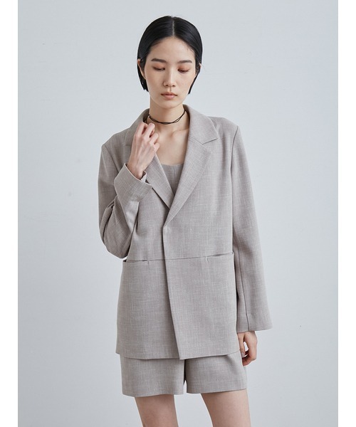 MIESROHE（ミースロエ）の「washableｲｰｼﾞｰｼﾞｬｹｯﾄ【ｳｫｯｼｬﾌﾞﾙ】（テーラードジャケット・レディース・ベージュ/その他/ブラック・1/0）」の2枚目の写真