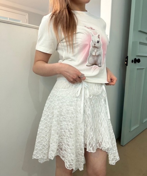 ipugo(イプゴ)の「ipugo/イプゴ レースアシメミ ニスカート(スカート・レディース・ピンク/ホワイト・FREE)」の2枚目の写真