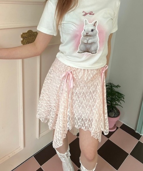 ipugo(イプゴ)の「ipugo/イプゴ レースアシメミ ニスカート(スカート・レディース・ピンク/ホワイト・FREE)」の10枚目の写真