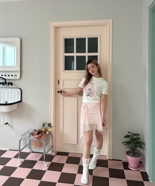 ipugo(イプゴ)の「ipugo/イプゴ レースアシメミ ニスカート(スカート・レディース・ピンク/ホワイト・FREE)」の13枚目の写真