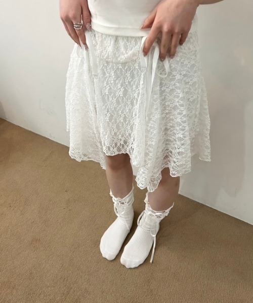 ipugo(イプゴ)の「ipugo/イプゴ レースアシメミ ニスカート(スカート・レディース・ピンク/ホワイト・FREE)」の14枚目の写真