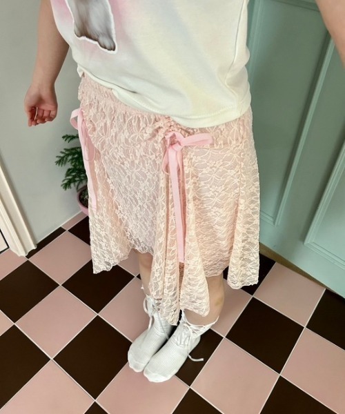 ipugo(イプゴ)の「ipugo/イプゴ レースアシメミ ニスカート(スカート・レディース・ピンク/ホワイト・FREE)」の8枚目の写真