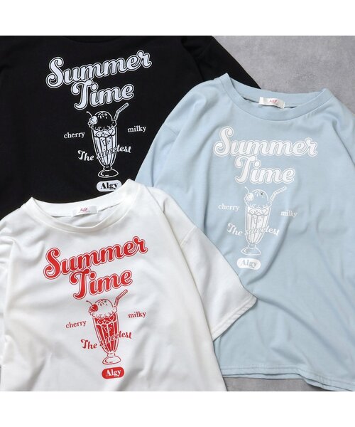 algy(アルジー)の「【接触冷感・吸水速乾】サマードリンクプリントT(Tシャツ/カットソー・キッズ・オフホワイト/サックスブルー/ブラック・X-SMALL/XX-SMALL/SMALL/MEDIUM)」の11枚目の写真