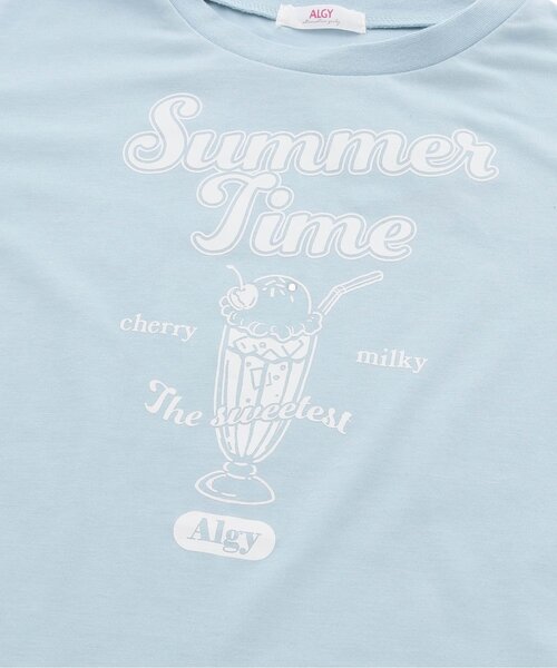 algy(アルジー)の「【接触冷感・吸水速乾】サマードリンクプリントT(Tシャツ/カットソー・キッズ・オフホワイト/サックスブルー/ブラック・X-SMALL/XX-SMALL/SMALL/MEDIUM)」の4枚目の写真