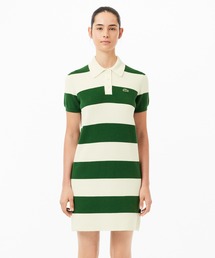 LACOSTE | オーガニックコットンニットボーダーポロドレス(シャツワンピース)