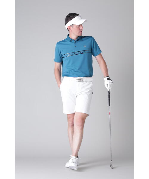 【美品】St ANDREWS サッカーストレッチショートパンツ ロゴプリント M セール】【St ANDREWS】サッカーストライプストレッチショート