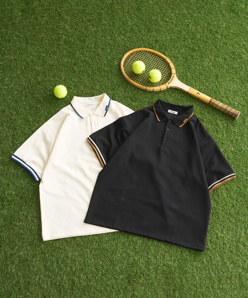 Adoon plain（アドーンプレーン）の「ステッチピスネームポロシャツ（ポロシャツ・メンズ・ブラック/オフホワイト・MEDIUM/LARGE）」の9枚目の写真