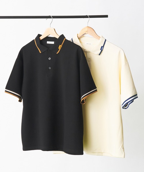 Adoon plain（アドーンプレーン）の「ステッチピスネームポロシャツ（ポロシャツ・メンズ・ブラック/オフホワイト・MEDIUM/LARGE）」の3枚目の写真