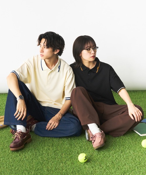 Adoon plain（アドーンプレーン）の「ステッチピスネームポロシャツ（ポロシャツ・メンズ・ブラック/オフホワイト・MEDIUM/LARGE）」の21枚目の写真