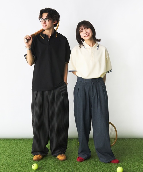 Adoon plain（アドーンプレーン）の「ステッチピスネームポロシャツ（ポロシャツ・メンズ・ブラック/オフホワイト・MEDIUM/LARGE）」の18枚目の写真