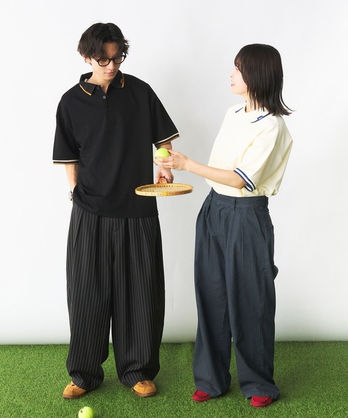 Adoon plain（アドーンプレーン）の「ステッチピスネームポロシャツ（ポロシャツ・メンズ・ブラック/オフホワイト・MEDIUM/LARGE）」の19枚目の写真