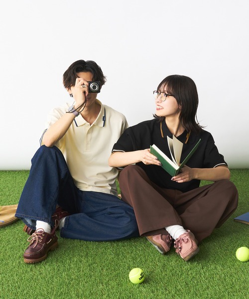 Adoon plain（アドーンプレーン）の「ステッチピスネームポロシャツ（ポロシャツ・メンズ・ブラック/オフホワイト・MEDIUM/LARGE）」の20枚目の写真