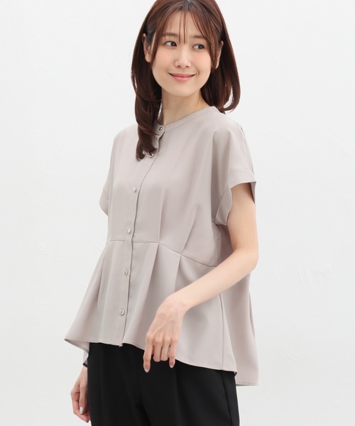 Honeys（ハニーズ）の「ウエストタックブラウス（シャツ/ブラウス・レディース・ブルーグリーン/ブラック/ピンクベージュ/オレンジ/ホワイト・M/S/3L/LL/L）」の4枚目の写真