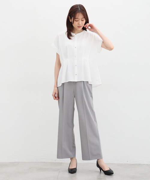 Honeys（ハニーズ）の「ウエストタックブラウス（シャツ/ブラウス・レディース・ブルーグリーン/ブラック/ピンクベージュ/オレンジ/ホワイト・M/S/3L/LL/L）」の6枚目の写真