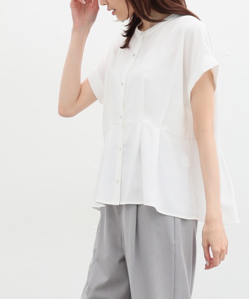 Honeys（ハニーズ）の「ウエストタックブラウス（シャツ/ブラウス・レディース・ブルーグリーン/ブラック/ピンクベージュ/オレンジ/ホワイト・M/S/3L/LL/L）」の7枚目の写真