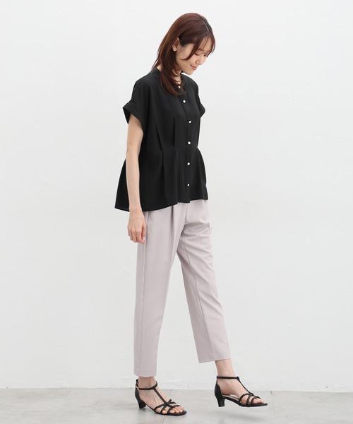 Honeys（ハニーズ）の「ウエストタックブラウス（シャツ/ブラウス・レディース・ブルーグリーン/ブラック/ピンクベージュ/オレンジ/ホワイト・M/S/3L/LL/L）」の8枚目の写真