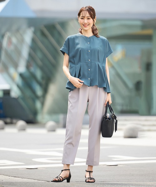 Honeys（ハニーズ）の「ウエストタックブラウス（シャツ/ブラウス・レディース・ブルーグリーン/ブラック/ピンクベージュ/オレンジ/ホワイト・M/S/3L/LL/L）」の10枚目の写真