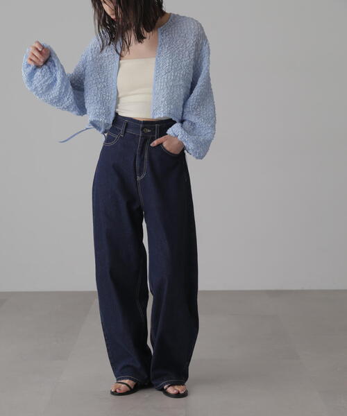 FREE'S MART（フリーズマート）の「ぽこぽこシアーブルゾン（カーディガン/ボレロ・レディース・ブルー/ブラック/ホワイト・FREE）」の9枚目の写真