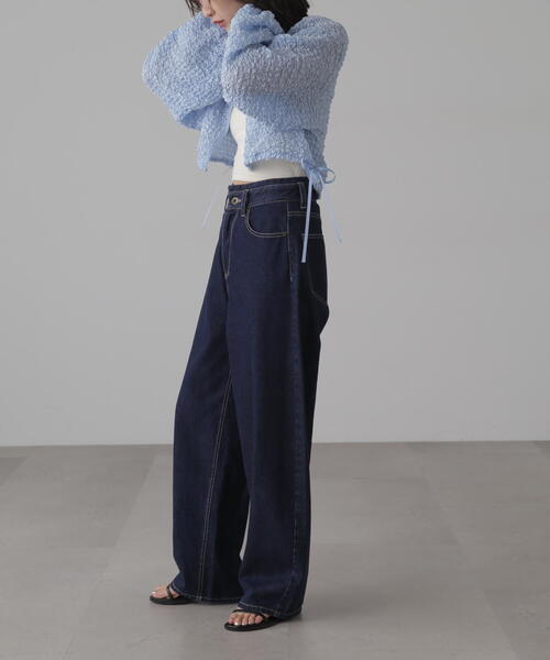 FREE'S MART（フリーズマート）の「ぽこぽこシアーブルゾン（カーディガン/ボレロ・レディース・ブルー/ブラック/ホワイト・FREE）」の12枚目の写真