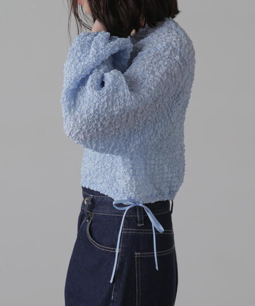 FREE'S MART（フリーズマート）の「ぽこぽこシアーブルゾン（カーディガン/ボレロ・レディース・ブルー/ブラック/ホワイト・FREE）」の15枚目の写真