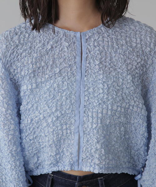 FREE'S MART（フリーズマート）の「ぽこぽこシアーブルゾン（カーディガン/ボレロ・レディース・ブルー/ブラック/ホワイト・FREE）」の17枚目の写真