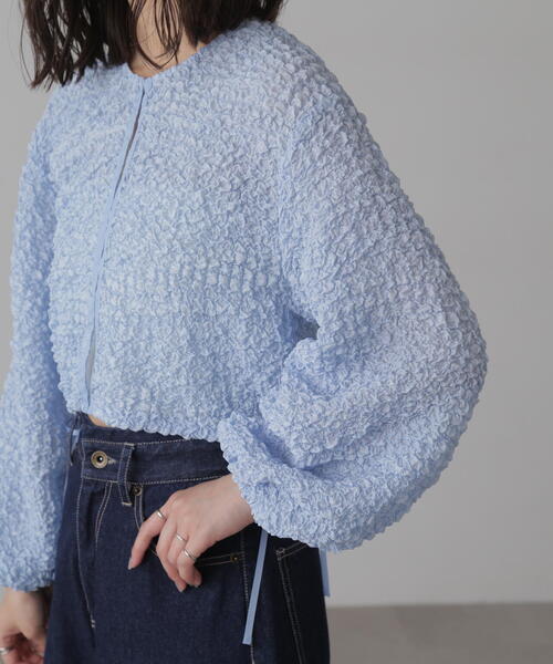 FREE'S MART（フリーズマート）の「ぽこぽこシアーブルゾン（カーディガン/ボレロ・レディース・ブルー/ブラック/ホワイト・FREE）」の20枚目の写真