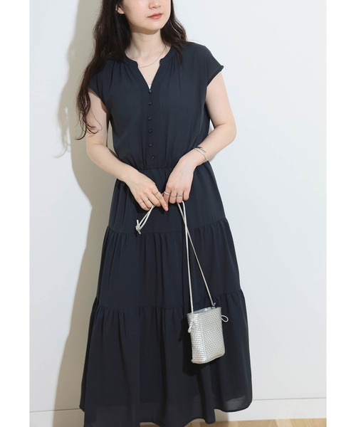 スキッパー ロング ティアードワンピース