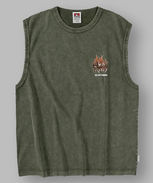 BEN DAVIS(ベンデイビス)の「【BENDAVIS/ベンデイビス】FLAME LOGO SLEEVELESS TEE/ヴィンテージ グラフィックデザイン ノースリーブTシャツ オーバーサイズ(タンクトップ・メンズ・カーキ/ネイビー/ブラック・M/L/XL)」の6枚目の写真