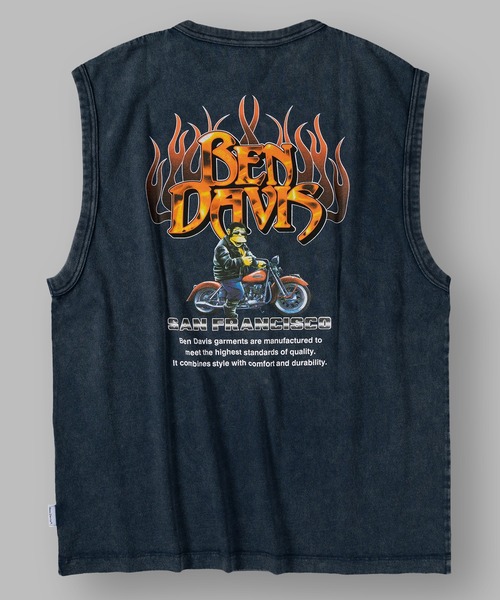 BEN DAVIS(ベンデイビス)の「【BENDAVIS/ベンデイビス】FLAME LOGO SLEEVELESS TEE/ヴィンテージ グラフィックデザイン ノースリーブTシャツ オーバーサイズ(タンクトップ・メンズ・カーキ/ネイビー/ブラック・M/L/XL)」の9枚目の写真
