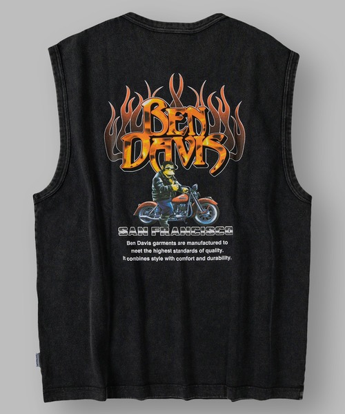 BEN DAVIS(ベンデイビス)の「【BENDAVIS/ベンデイビス】FLAME LOGO SLEEVELESS TEE/ヴィンテージ グラフィックデザイン ノースリーブTシャツ オーバーサイズ(タンクトップ・メンズ・カーキ/ネイビー/ブラック・M/L/XL)」の5枚目の写真