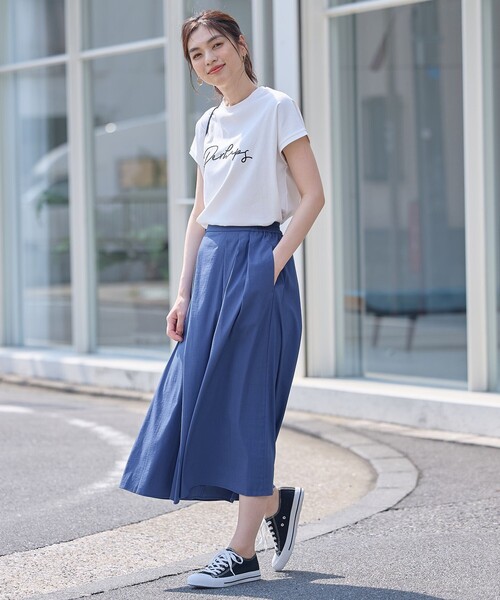ANY(エニィ)の「【汗ジミ防止加工】シルケットスムースフレンチスリーブ刺繍ロゴTシャツ(Tシャツ/カットソー・レディース・ブラック系/ホワイト系/グレー系・4)」の6枚目の写真