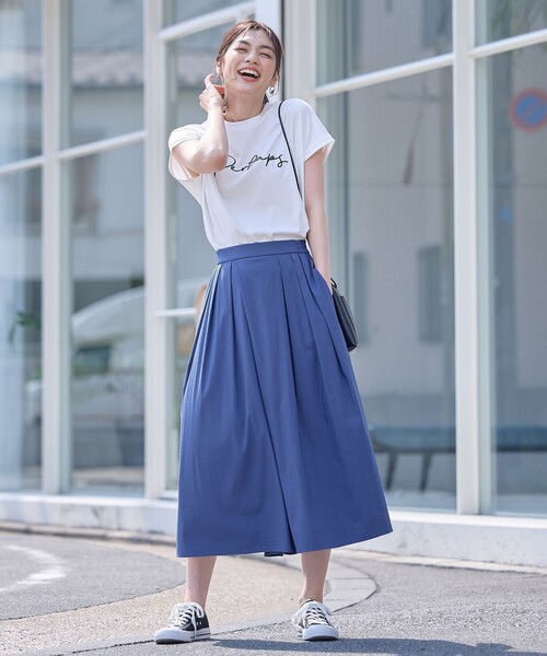 ANY(エニィ)の「【汗ジミ防止加工】シルケットスムースフレンチスリーブ刺繍ロゴTシャツ(Tシャツ/カットソー・レディース・ブラック系/ホワイト系/グレー系・4)」の7枚目の写真