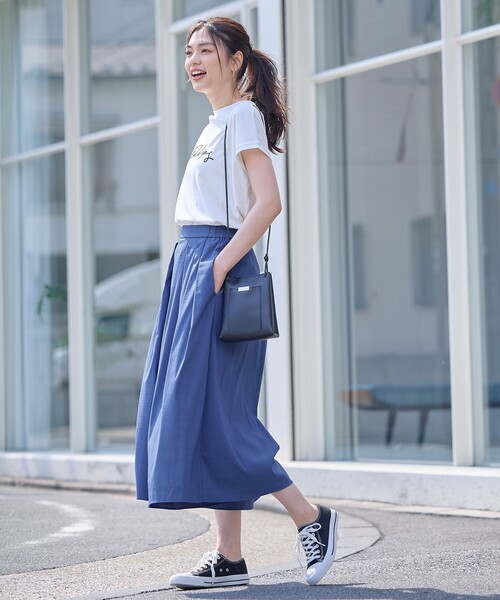 ANY(エニィ)の「【汗ジミ防止加工】シルケットスムースフレンチスリーブ刺繍ロゴTシャツ(Tシャツ/カットソー・レディース・ブラック系/ホワイト系/グレー系・4)」の8枚目の写真