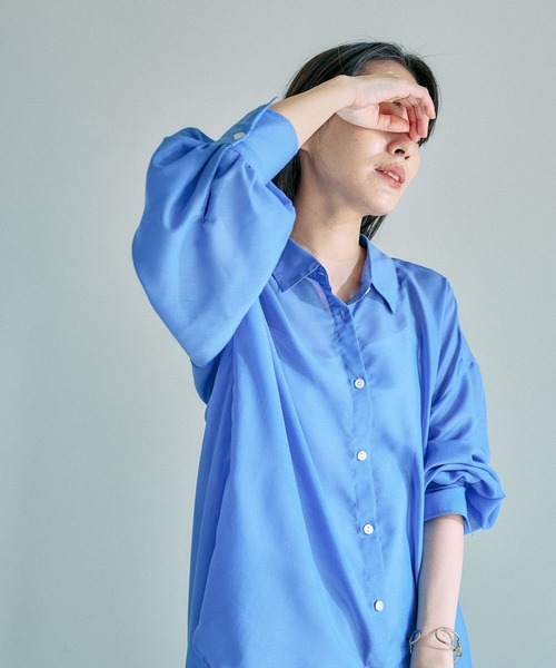 Elura（エルーラ）の「アイロンいらずセミシアシャツ/135291（シャツ/ブラウス・レディース・ブラウン系その他/ブルー/ネイビー・LARGE/MEDIUM）」の12枚目の写真