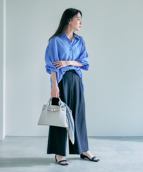 Elura（エルーラ）の「アイロンいらずセミシアシャツ/135291（シャツ/ブラウス・レディース・ブラウン系その他/ブルー/ネイビー・LARGE/MEDIUM）」の7枚目の写真