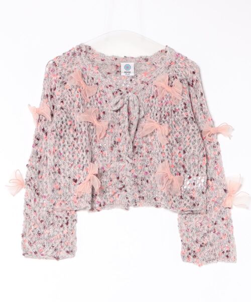 HOOK(フック)の「【HOOK】for girls シフォンリボンたっぷり透かしニットプルオーバー(ニット/セーター・レディース・グレー/ピンク・L/M/S)」の19枚目の写真