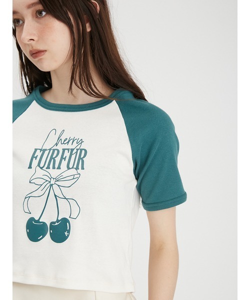 FURFUR チェリーラグランTシャツ Amazon | [ファーファー] 上國料萌衣コラボ チェリーラグランT