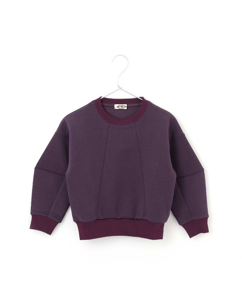 MAKE YOUR DAY(メイクユアデイ)の「切替無地ポンチトレーナー■150.160cm(スウェット・キッズ・チャコールグレー/ブラック/パープル・160/150)」の3枚目の写真