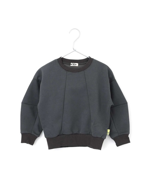 MAKE YOUR DAY(メイクユアデイ)の「切替無地ポンチトレーナー■150.160cm(スウェット・キッズ・チャコールグレー/ブラック/パープル・160/150)」の2枚目の写真