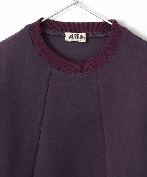 MAKE YOUR DAY(メイクユアデイ)の「切替無地ポンチトレーナー■150.160cm(スウェット・キッズ・チャコールグレー/ブラック/パープル・160/150)」の11枚目の写真