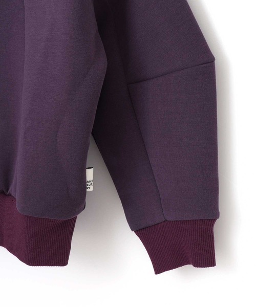 MAKE YOUR DAY(メイクユアデイ)の「切替無地ポンチトレーナー■150.160cm(スウェット・キッズ・チャコールグレー/ブラック/パープル・160/150)」の12枚目の写真