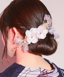 Retica（レティカ）の「浴衣 ヘアアクセサリー 髪飾り かすみ草付きドライフラワー 浴衣ヘアアクセ 3点セット かわいい（和装小物）」