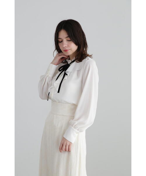 JILL STUART(ジルスチュアート)の「◆ジョーゼットフリルカラーブラウス(シャツ/ブラウス・レディース・ホワイト/ピンク・MEDIUM/SMALL)」の3枚目の写真