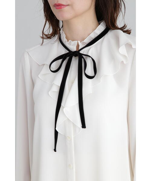 JILL STUART(ジルスチュアート)の「◆ジョーゼットフリルカラーブラウス(シャツ/ブラウス・レディース・ホワイト/ピンク・MEDIUM/SMALL)」の8枚目の写真