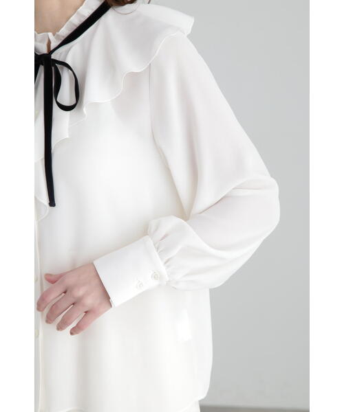 JILL STUART(ジルスチュアート)の「◆ジョーゼットフリルカラーブラウス(シャツ/ブラウス・レディース・ホワイト/ピンク・MEDIUM/SMALL)」の9枚目の写真