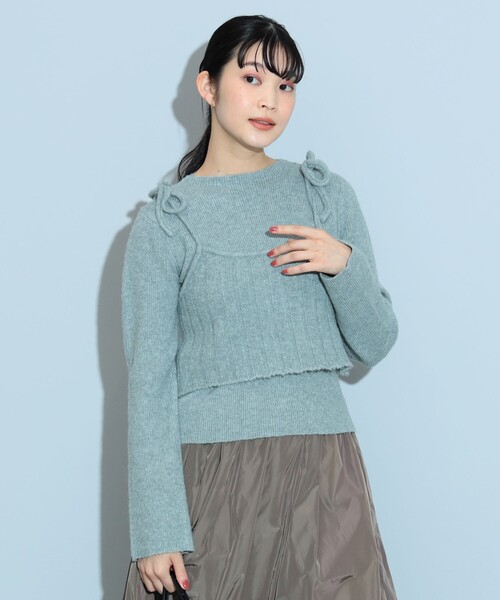 リボンキャミベスト × プルオーバー（セットアイテム）（ニット