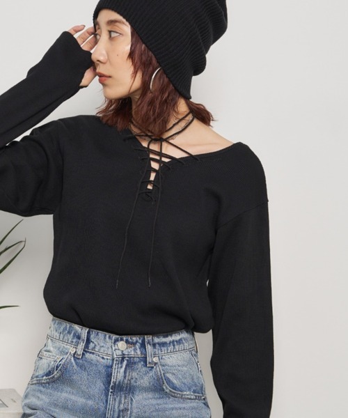 サーマルレースアッププルオーバー / 前後2WAY（Tシャツ/カットソー