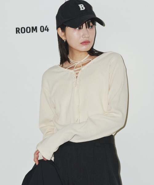 サーマルレースアッププルオーバー / 前後2WAY（Tシャツ/カットソー